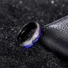 TRUMIUM 8mm Tungsten Rings for Men Women Imitated Meteorite and Blue Crushed Shell Arrow Mens Wedding Band Engagement Promise Ring High Polished Beveled Edges Comfort Fit Size 7-13(8mm Blue Shell &Meteorite)
