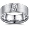 TRUMIUM 8mm Wedding Bands For Men Women Cubic Zirconia Tungsten Nen Wedding Ring Fake Diamonds Silver/Blue/Black Eternity Band Ring Comfort Fit Size 7-13(8mm Silver)