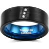 TRUMIUM 8mm Wedding Bands For Men Women Cubic Zirconia Tungsten Nen Wedding Ring Fake Diamonds Silver/Blue/Black Eternity Band Ring Comfort Fit Size 7-13(8mm Black)