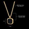 TRUMIUM Black Onyx Pendant Necklace for Mens Womens 14k Gold Plated Stainless Steel Necklace Square Rectangle Pendant Rope Chain 22inch(Gold Chain and Black Pendant)