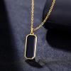 TRUMIUM Black Onyx Pendant Necklace for Mens Womens 14k Gold Plated Stainless Steel Necklace Square Rectangle Pendant Rope Chain 22inch(Rectangle Onyx Pendant)