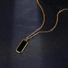TRUMIUM Black Onyx Pendant Necklace for Mens Womens 14k Gold Plated Stainless Steel Necklace Square Rectangle Pendant Rope Chain 22inch(Rectangle Onyx Pendant)