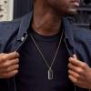 TRUMIUM Black Onyx Pendant Necklace for Mens Womens 14k Gold Plated Stainless Steel Necklace Square Rectangle Pendant Rope Chain 22inch(Rectangle Onyx Pendant)
