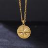 TRUMIUM Compass Necklace for Mens Womens 18k Gold Silver Plated Pendant Necklaces Stainless Steel Rope Chain 22inches with 2″ Chain Extenders(Compass-Gold)