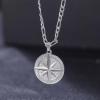 TRUMIUM Compass Necklace for Mens Womens 18k Gold Silver Plated Pendant Necklaces Stainless Steel Rope Chain 22inches with 2″ Chain Extenders(Compass-Silver)