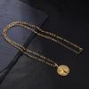 TRUMIUM Compass Necklace for Mens Womens 18k Gold Silver Plated Pendant Necklaces Stainless Steel Rope Chain 22inches with 2″ Chain Extenders(Compass-Gold)