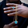 TRUMIUM Compass Necklace for Mens Womens 18k Gold Silver Plated Pendant Necklaces Stainless Steel Rope Chain 22inches with 2″ Chain Extenders(Opal)