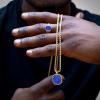 TRUMIUM Compass Necklace for Mens Womens 18k Gold Silver Plated Pendant Necklaces Stainless Steel Rope Chain 22inches with 2″ Chain Extenders(turquoise)