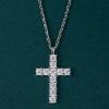 TRUMIUM Cross Necklace for Men Women 14K 18K Gold Silver Plated Cubic Zirconia Christian Faith Pendant Necklaces Everyday Jewelry with 5cm Chain Extenders(Silver Cross)