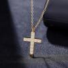 TRUMIUM Cross Necklace for Men Women 14K 18K Gold Silver Plated Cubic Zirconia Christian Faith Pendant Necklaces Everyday Jewelry with 5cm Chain Extenders(Cross Flat Type)