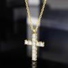 TRUMIUM Cross Necklace for Men Women 14K 18K Gold Silver Plated Cubic Zirconia Christian Faith Pendant Necklaces Everyday Jewelry with 5cm Chain Extenders(Gold Cross)
