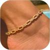 ChainsHouse Ankle Bracelets for Women, Stainless Steel Chain Anklets Waterproof, Women Summer Beach Jewelry Gift, Come with Box(01. 1Pcs-(6mm)-Paperclip-14K Gold)