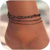 ChainsHouse Ankle Bracelets for Women, Stainless Steel Chain Anklets Waterproof, Women Summer Beach Jewelry Gift, Come with Box(03. 3Pcs-(2+3+6mm)-Paperclip-Black)