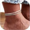 ChainsHouse Ankle Bracelets for Women, Stainless Steel Chain Anklets Waterproof, Women Summer Beach Jewelry Gift, Come with Box(04. 2pcs-(3+5mm)-Snake Cuban-Steel)