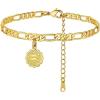 Gold Anklet Chain Barefoot for Women 4.5mm Charm Boho Beach Foot Chains Jewelry Pisces Constellation Figaro Ankle