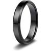 TRUMIUM 4mm 6mm Tungsten Rings for Men Women Black and Blue Wedding Bands Beveled Edges Comfort Fit Size 4-15(Black-4mm High Polished)