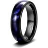 TRUMIUM 4mm Tungsten Rings for Men Women Blue Turquoise Lapis Lazuli Inlay Mens Wedding Band Silver Engagement Promise Ring High Polished Dome Comfort Fit Size 6-12(6mm Blue Shell)