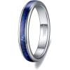 TRUMIUM 4mm Tungsten Rings for Men Women Blue Turquoise Lapis Lazuli Inlay Mens Wedding Band Silver Engagement Promise Ring High Polished Dome Comfort Fit Size 6-12(Blue Lapis Lazuli)