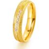 TRUMIUM 6mm Gold Rings for Women Mens Wedding Band Groove Stainless Steel Cubic Zirconia Ring Sandblasted Matte Finished Comfort Fit Size 6-13