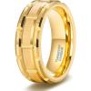 TRUMIUM 8mm Mens Tungsten Wedding Bands Brick Pattern Matte Finished Tungsten Carbied Rings Comfort Fit Size 7-13(8mm Gold)