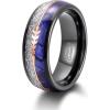 TRUMIUM 8mm Tungsten Rings for Men Women Imitated Meteorite and Blue Crushed Shell Arrow Mens Wedding Band Engagement Promise Ring High Polished Beveled Edges Comfort Fit Size 7-13(8mm Blue Shell &Meteorite)