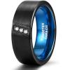 TRUMIUM 8mm Wedding Bands For Men Women Cubic Zirconia Tungsten Nen Wedding Ring Fake Diamonds Silver/Blue/Black Eternity Band Ring Comfort Fit Size 7-13(8mm Black)
