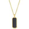 TRUMIUM Black Onyx Pendant Necklace for Mens Womens 14k Gold Plated Stainless Steel Necklace Square Rectangle Pendant Rope Chain 22inch(Rectangle Onyx Pendant)