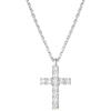 TRUMIUM Cross Necklace for Men Women 14K 18K Gold Silver Plated Cubic Zirconia Christian Faith Pendant Necklaces Everyday Jewelry with 5cm Chain Extenders(Silver Cross)