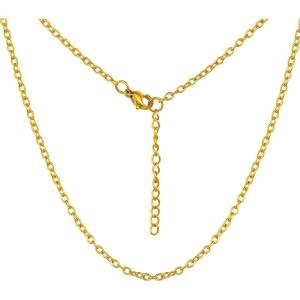 ChainsHouse Thin Rolo Chain Necklaces for Women Men, 1.4MM/2MM Cable Chains with 5cm Extender Chain, Stainless Steel/Black/14K Gold/Rose Gold Plated Sturdy Women’s Chain Necklaces, 16-30 Inch(F-2mm-gold)