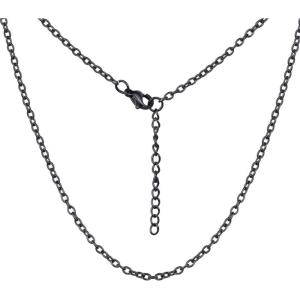 ChainsHouse Thin Rolo Chain Necklaces for Women Men, 1.4MM/2MM Cable Chains with 5cm Extender Chain, Stainless Steel/Black/14K Gold/Rose Gold Plated Sturdy Women’s Chain Necklaces, 16-30 Inch(H-2mm-black)