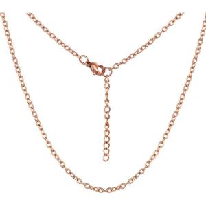 ChainsHouse Thin Rolo Chain Necklaces for Women Men, 1.4MM/2MM Cable Chains with 5cm Extender Chain, Stainless Steel/Black/14K Gold/Rose Gold Plated Sturdy Women’s Chain Necklaces, 16-30 Inch(G-2mm-rose gold)