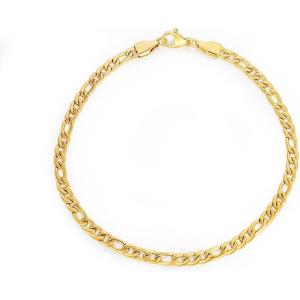 TRUMIUM 18k Gold Filled Link Chain Bracelets for Men Women 3mm Diamond-Cut Mens Gold Figaro Chain Length 7/8/9 inches(3mm Figaro Chain – Length 7 inches)