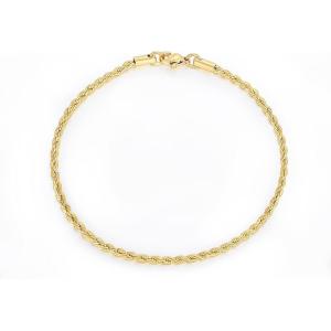 TRUMIUM 18k Gold Plated Link Chain Bracelets for Men Women 3mm Diamond-Cut Braided Mens Gold Rope Chain Length 7/8/9 inches(3mm Gold Rope – Length 9 inches)