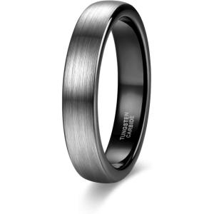 TRUMIUM 4mm 6mm 8mm Tungsten Rings for Men Women Engagement Wedding Band Brushed Black Comfort Fit Size 4-15(4mm Black)