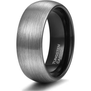 TRUMIUM 4mm 6mm 8mm Tungsten Rings for Men Women Engagement Wedding Band Brushed Black Comfort Fit Size 4-15(8mm Black)