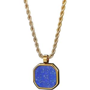 TRUMIUM Compass Necklace for Mens Womens 18k Gold Silver Plated Pendant Necklaces Stainless Steel Rope Chain 22inches with 2″ Chain Extenders(turquoise)