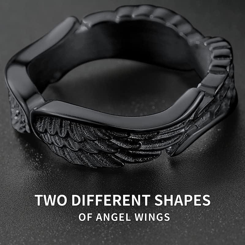 imageChainsHouse Antique Ring Feather Angel Wing for Men Women Stainless Steel18K GoldBlack Metal Plated Sturdy Vintage Feather Band Rings Jewelry Size 712 Offer Custom Servicec Black