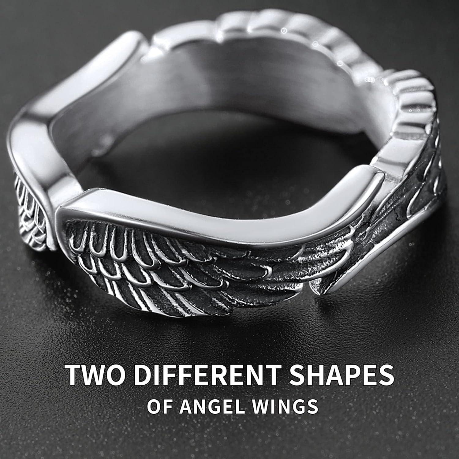 imageChainsHouse Antique Ring Feather Angel Wing for Men Women Stainless Steel18K GoldBlack Metal Plated Sturdy Vintage Feather Band Rings Jewelry Size 712 Offer Custom Servicea Silver