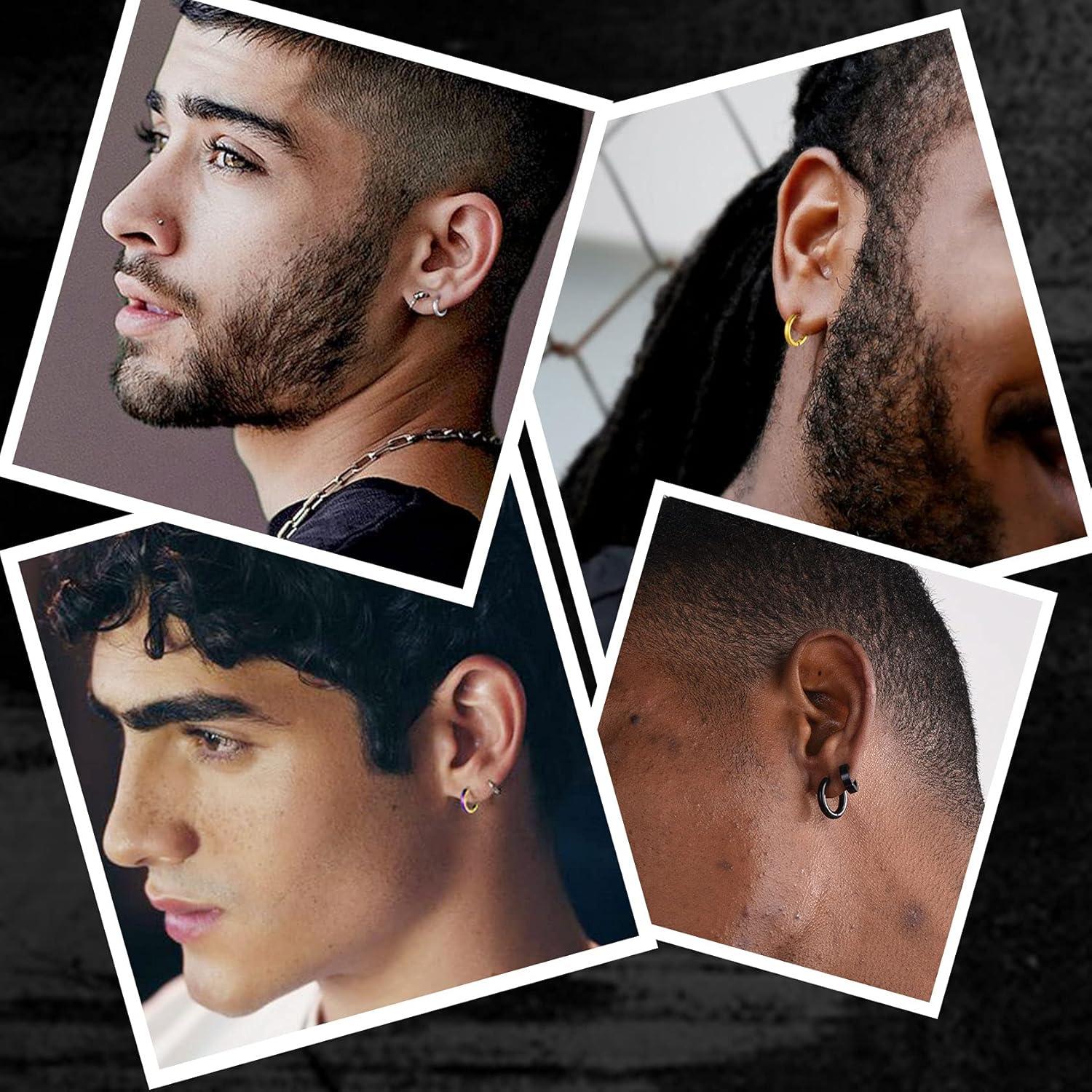 imageChainsHouse Hypoallergenic Surgical Stainless Steel Hoop Earrings Set 18K GoldBlack Metal Plated 7mm8mm9mm12mm 3 Pairs Nickel Free Huggie Hoop Earrings for Women Men with Gift BoxB golddiameter 7912mm 3 pairs