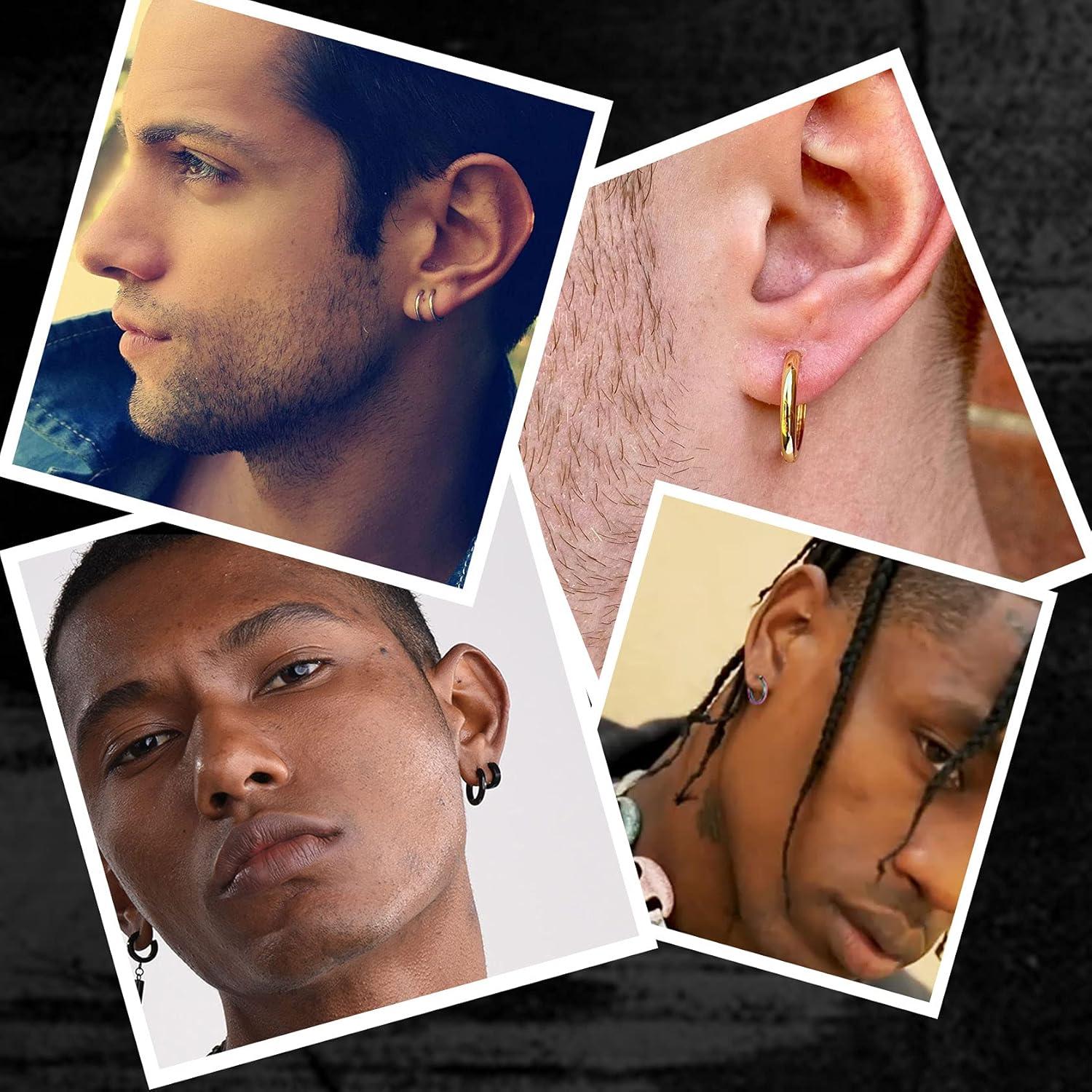 imageChainsHouse Hypoallergenic Surgical Stainless Steel Hoop Earrings Set 18K GoldBlack Metal Plated 7mm8mm9mm12mm 3 Pairs Nickel Free Huggie Hoop Earrings for Women Men with Gift BoxA steeldiameter 81012mm 3 pairs