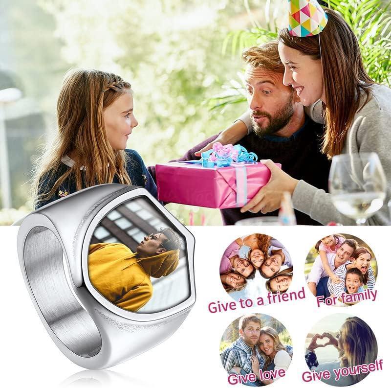 imageChainsHouse Signet Rings Solid Polished Stainless Steel Biker Ring for Men Women 316L Stainless Steel18K GoldBlack Metal Plated Text EngravingPhoto Custom Size 7 to 14 Send Gift Boxe Shield Photo Steel