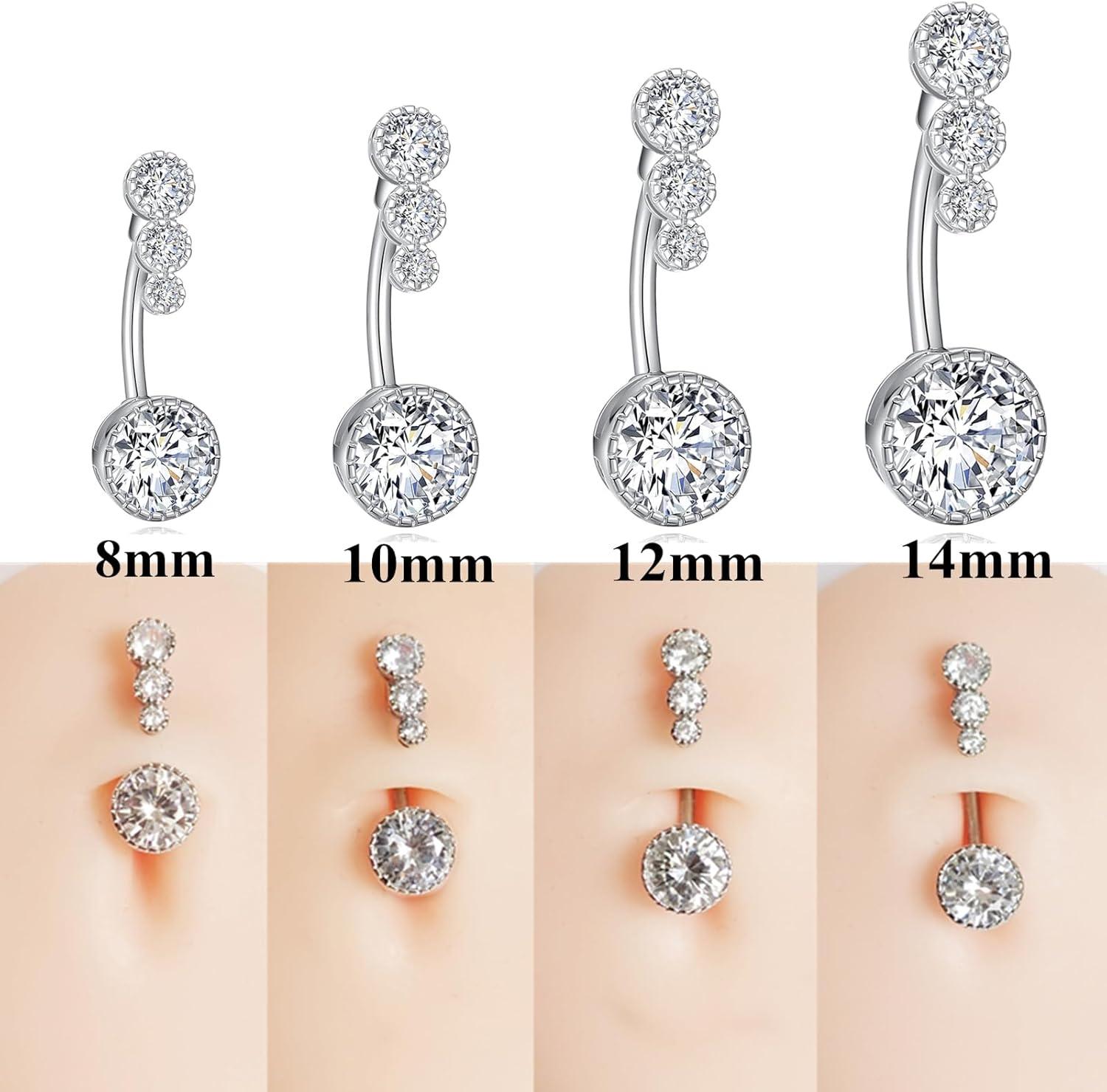 imageORANGELOVE G23 Titanium 14G CZ Belly Button Rings for Women Cubic Zirconia Belly Ring Navel Ring Barbell Piercing Jewelry 14 Gauge 8mm 10mm 12mm 14mm14GBar Length8mmSilver
