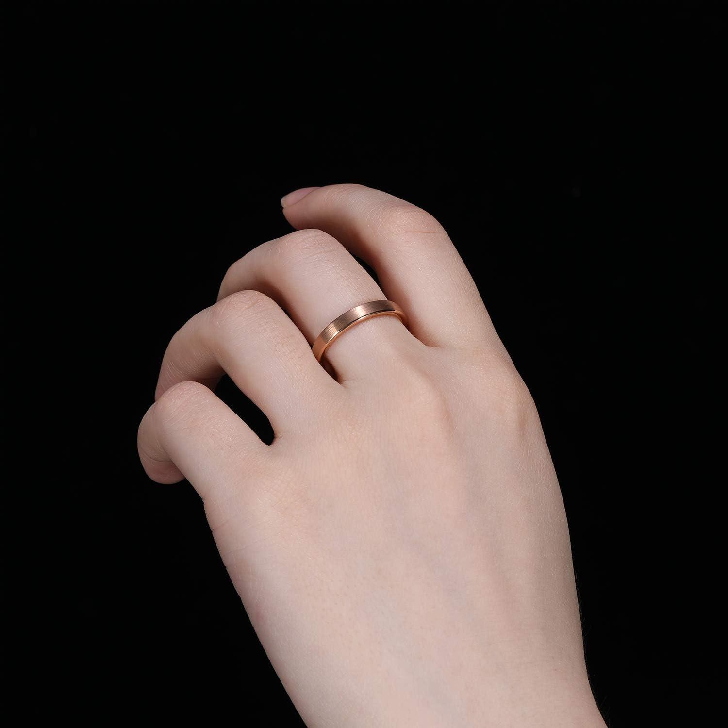 imageTRUMIUM 3mm 5mm Tungsten Rings for Women Mens Rose Gold Plated Silver Plated Brushed Thin Engagement Wedding Band Comfort Fit Size 4123mm Rose Gold