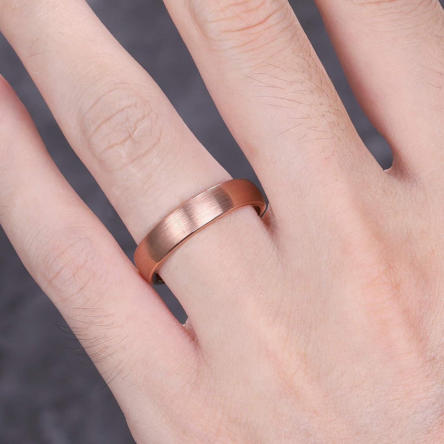 imageTRUMIUM 3mm 5mm Tungsten Rings for Women Mens Rose Gold Plated Silver Plated Brushed Thin Engagement Wedding Band Comfort Fit Size 4125mm Rose Gold