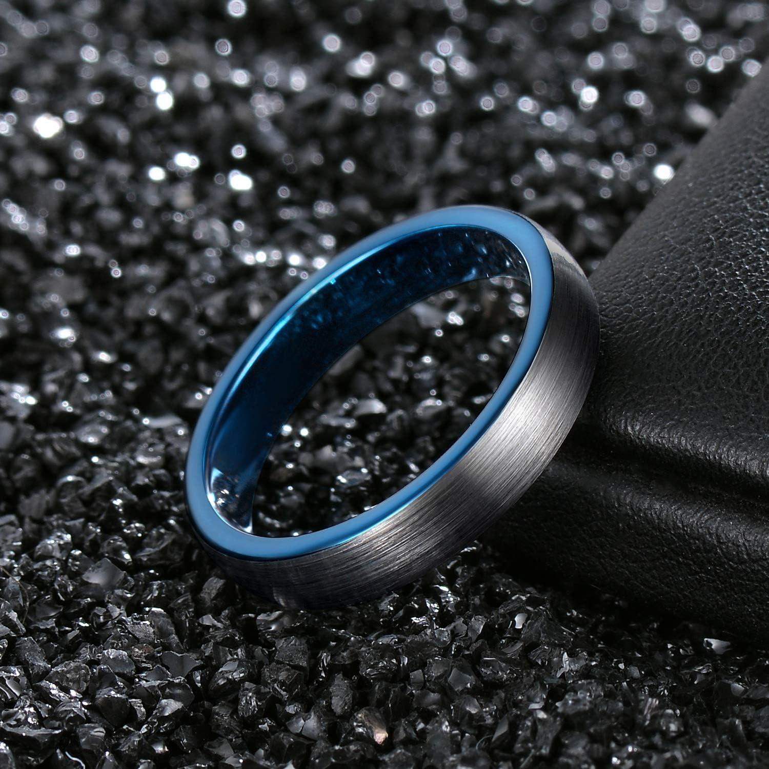 imageTRUMIUM 4mm 6mm 8mm Tungsten Ring Wedding Band for Men Women Engraved I Love You Matte Brushed Comfort Fit Size 4154mm Blue I Love You