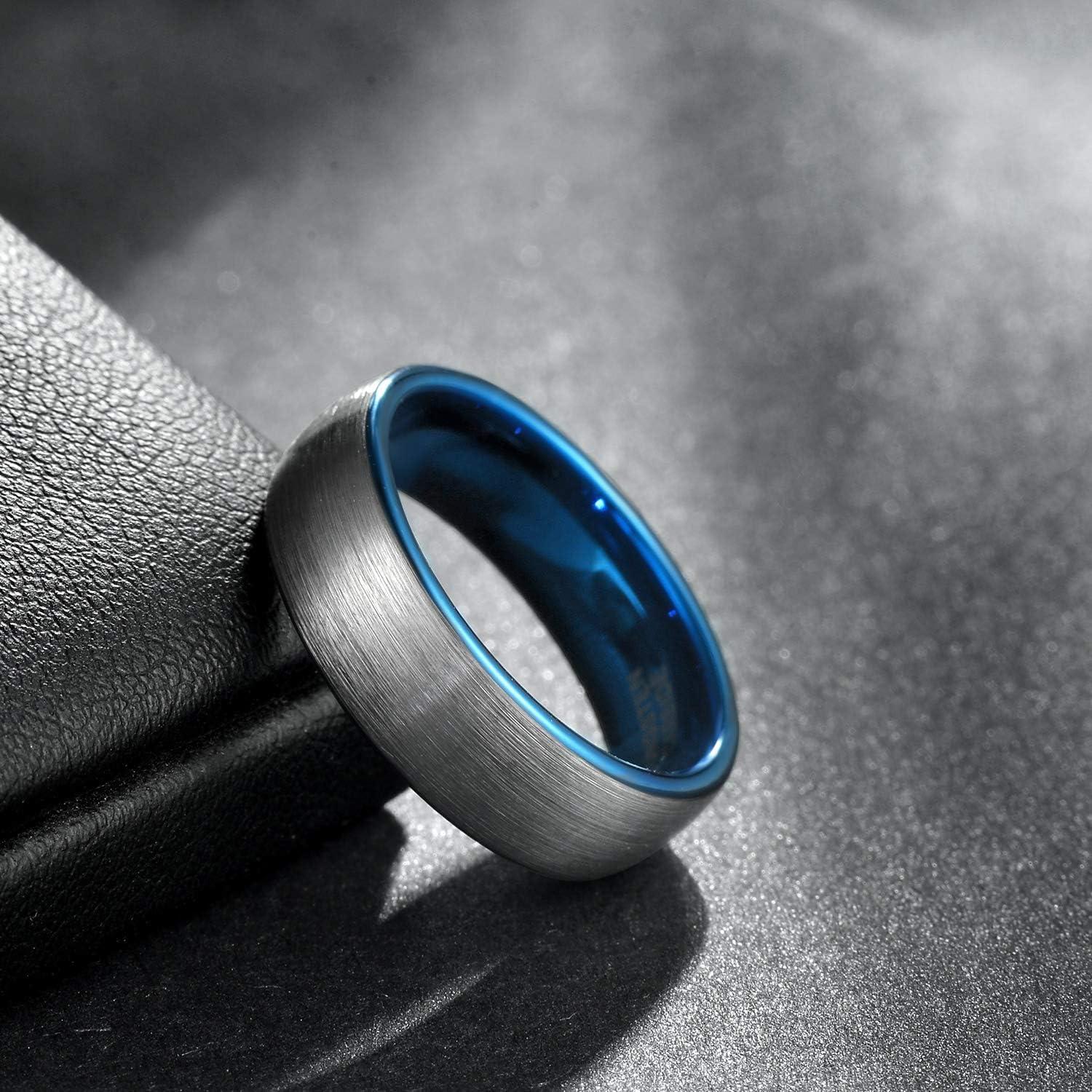 imageTRUMIUM 4mm 6mm 8mm Tungsten Ring Wedding Band for Men Women Engraved I Love You Matte Brushed Comfort Fit Size 4156mm Blue I Love You
