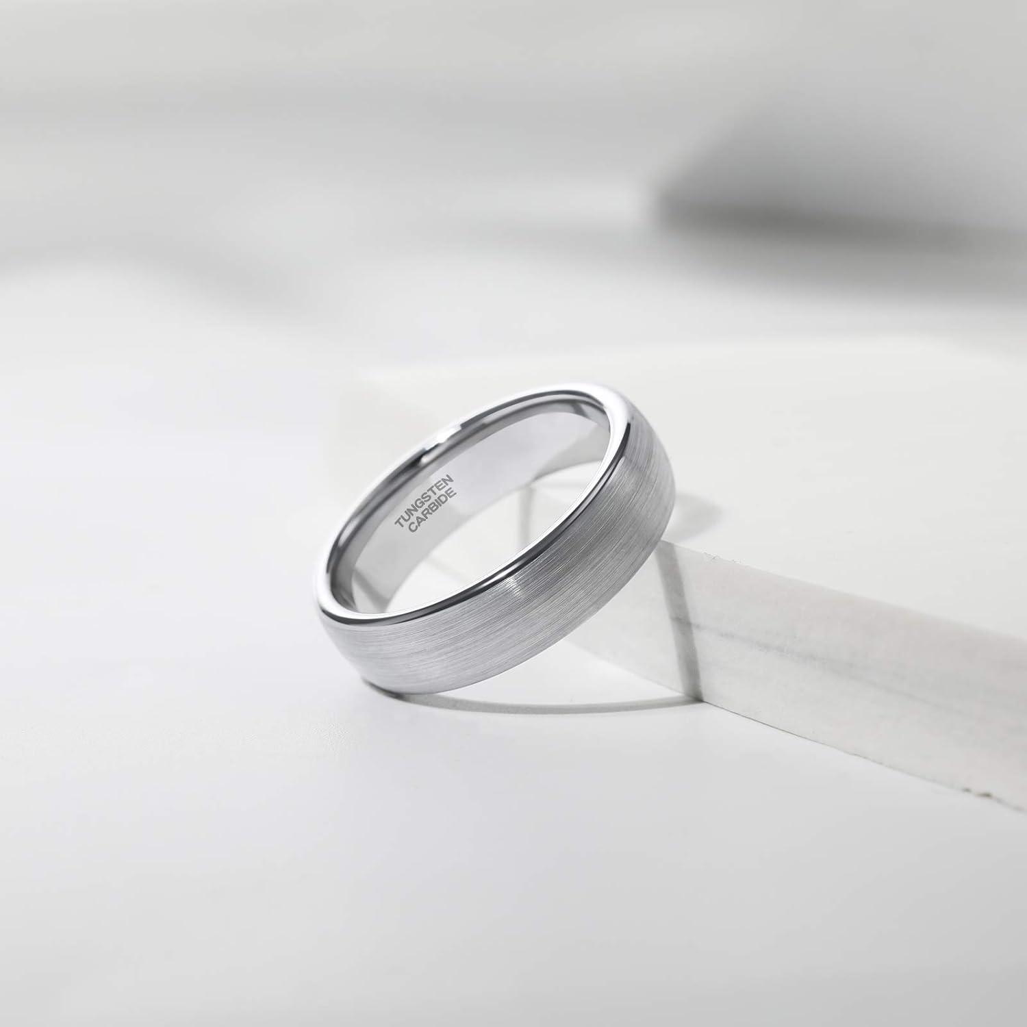imageTRUMIUM 4mm 6mm 8mm Tungsten Ring Wedding Band for Men Women Engraved I Love You Matte Brushed Comfort Fit Size 4156mm Silver Dome