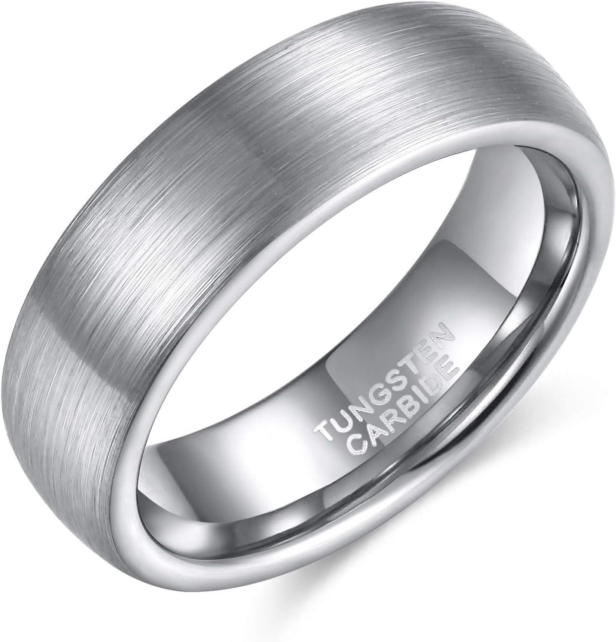 imageTRUMIUM 4mm 6mm 8mm Tungsten Ring Wedding Band for Men Women Engraved I Love You Matte Brushed Comfort Fit Size 4156mm Silver Dome