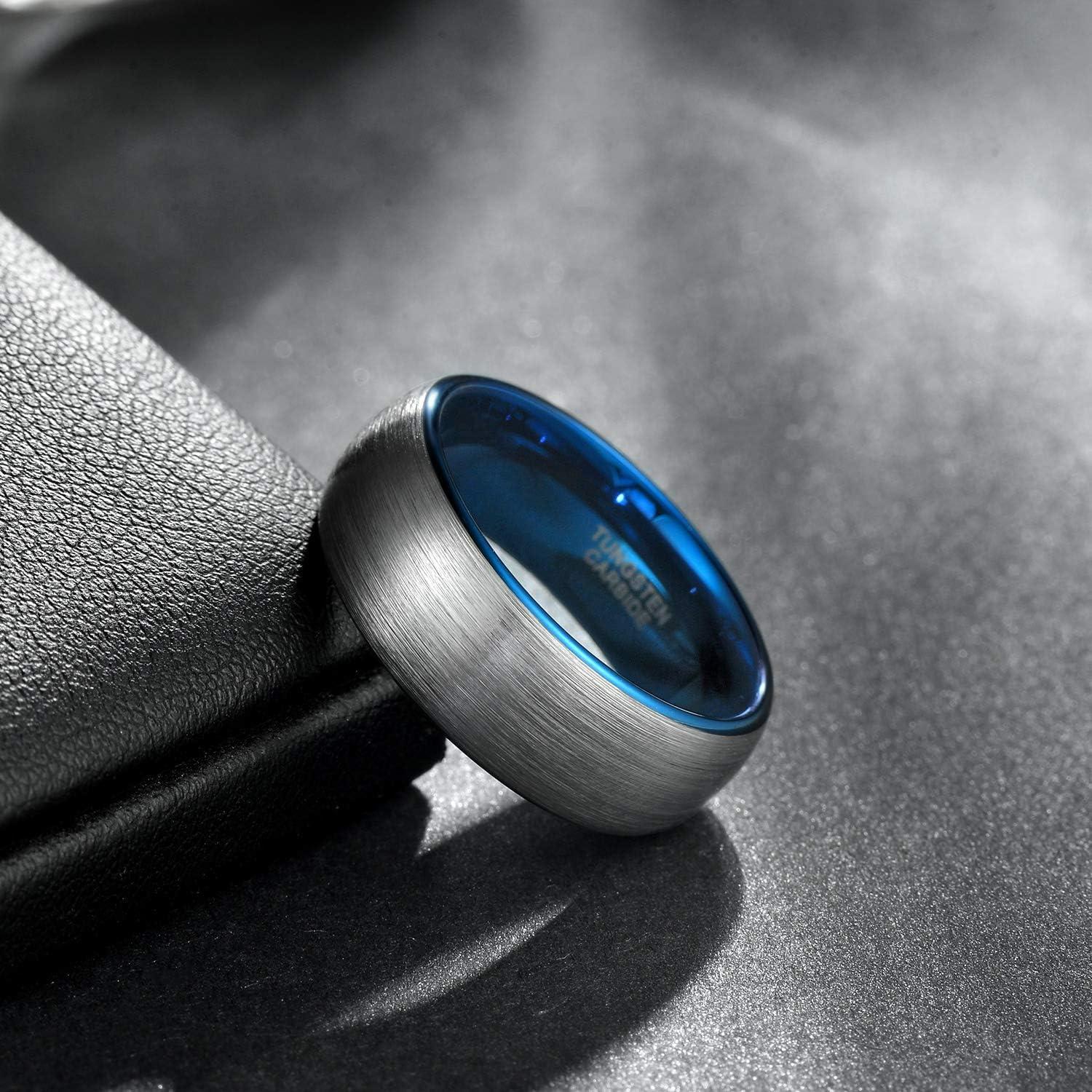 imageTRUMIUM 4mm 6mm 8mm Tungsten Ring Wedding Band for Men Women Engraved I Love You Matte Brushed Comfort Fit Size 4158mm Blue