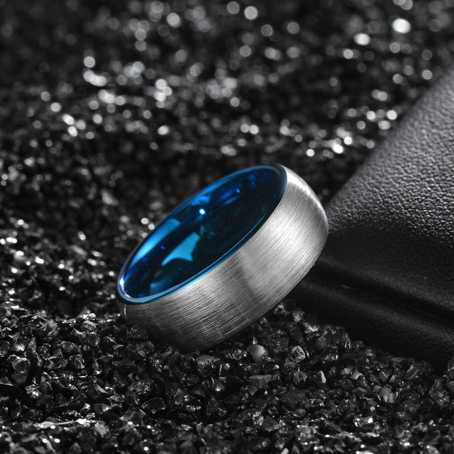 imageTRUMIUM 4mm 6mm 8mm Tungsten Ring Wedding Band for Men Women Engraved I Love You Matte Brushed Comfort Fit Size 4158mm Blue I Love You